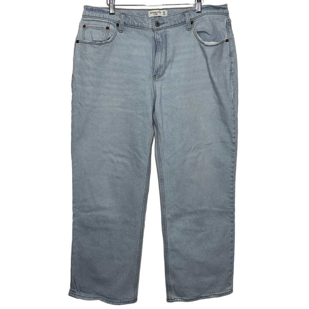 NEW Abercrombie & Fitch The Baggy Low Rise Blue Straight Leg Jeans Size 32 14 S